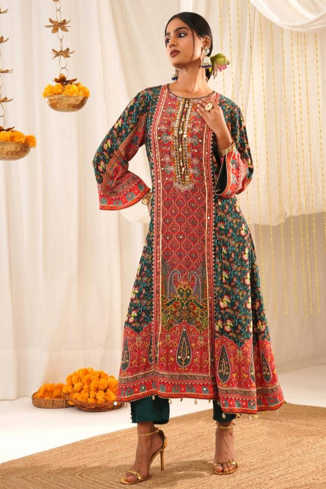 Riwayat Classic Choga Suit Set - Mughal Inspired Design