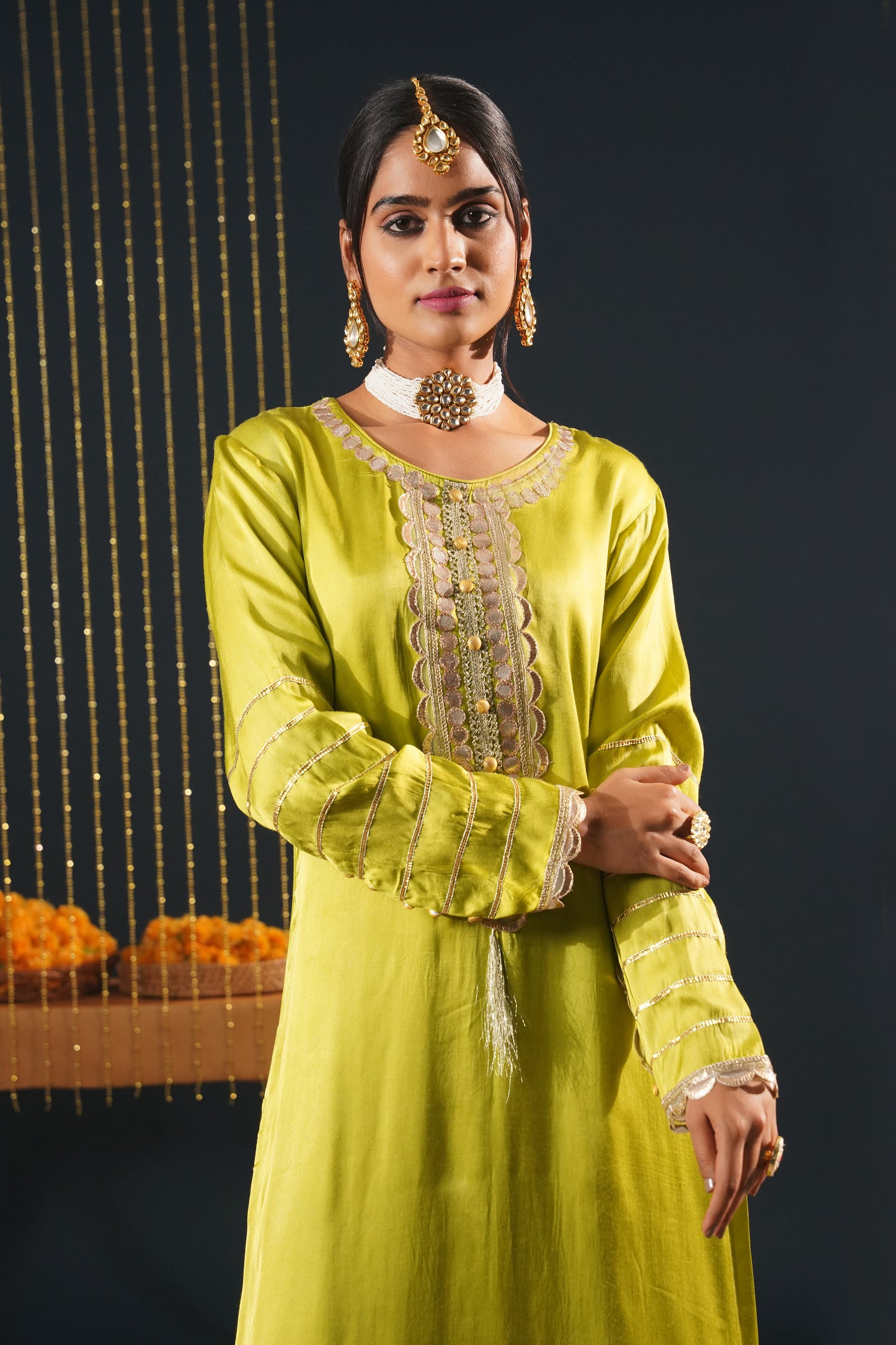 Pista Green Crepe Choga Suit Effortlessly Elegant - Jashn-E-Rang