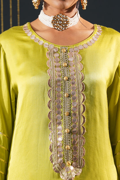 Pista Green Crepe Choga Suit Effortlessly Elegant - Jashn-E-Rang