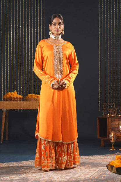 Orange Crepe Choga Suit Effortlessly Elegant - Jashn-E-Rang