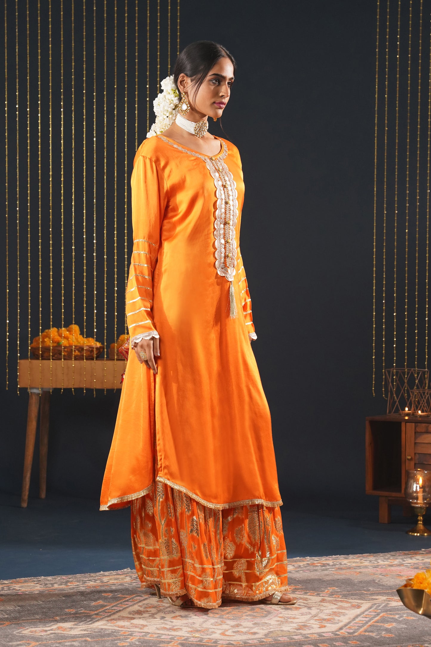 Orange Crepe Choga Suit Effortlessly Elegant - Jashn-E-Rang