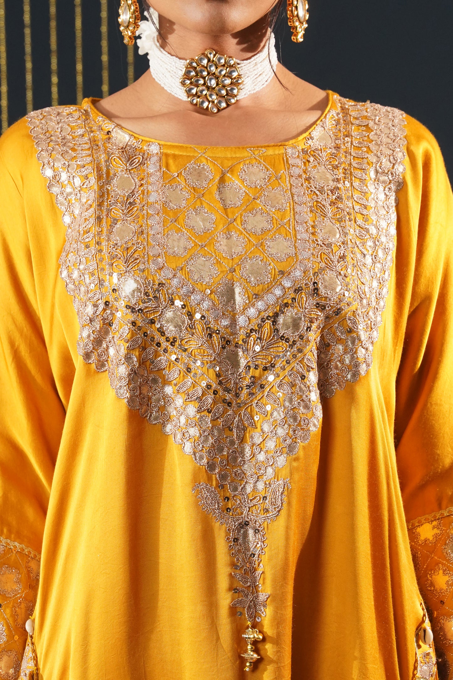 Luxurious Mustard Choga Suit Set - Jashn-E-Rang