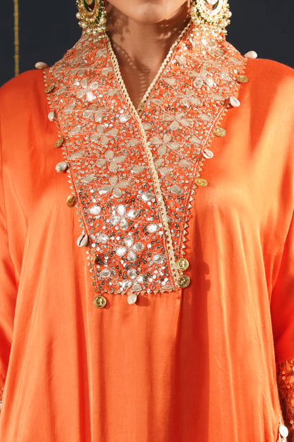 Vibrant Orange Choga Suit - Jashn-E-Rang Festive Elegance