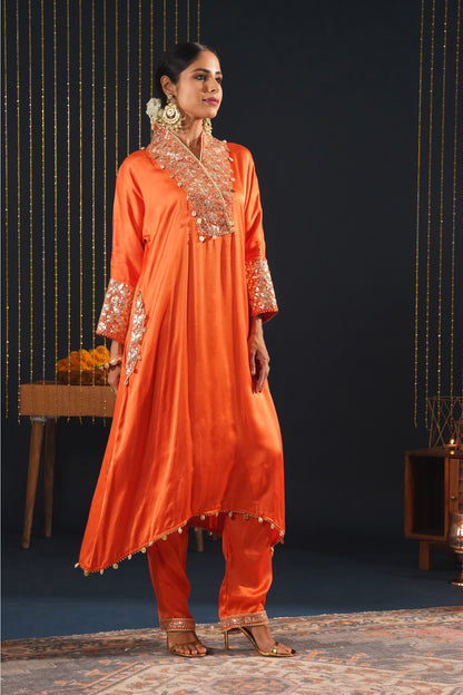 Vibrant Orange Choga Suit - Jashn-E-Rang Festive Elegance