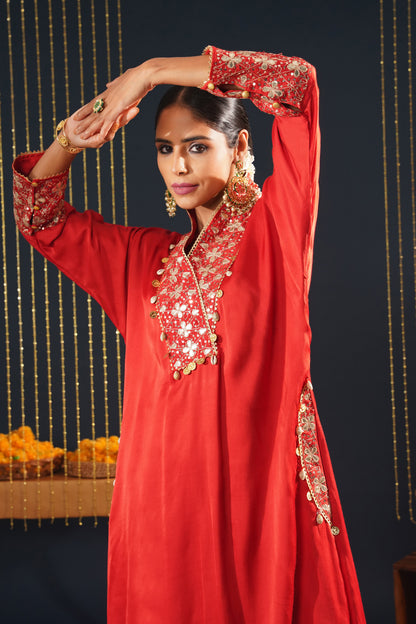 Vibrant Red Choga Suit - Jashn-E-Rang Festive Elegance