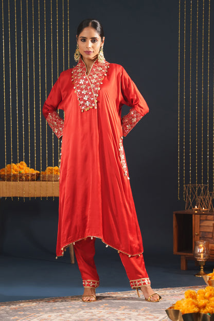 Vibrant Red Choga Suit - Jashn-E-Rang Festive Elegance