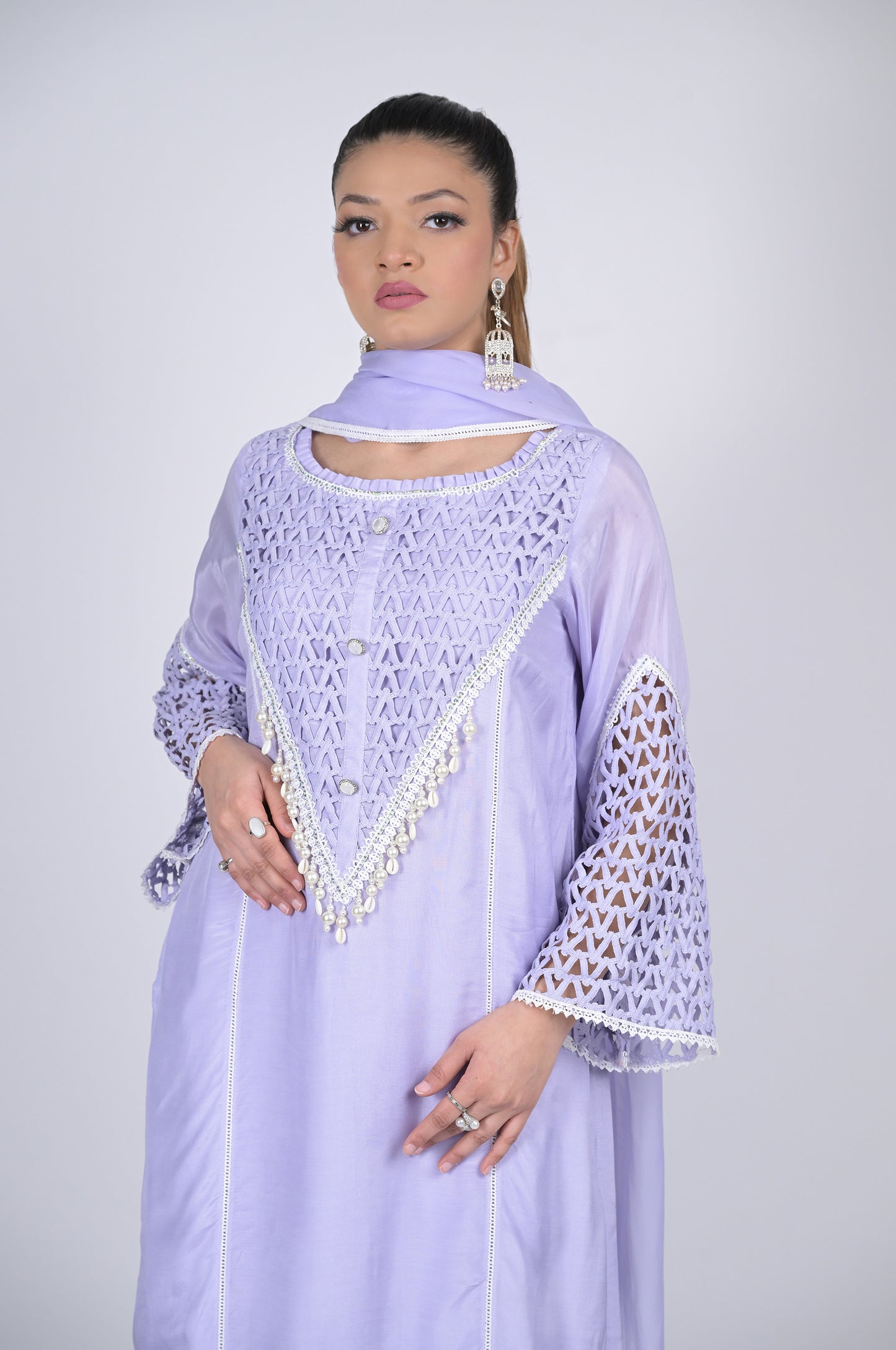 Periwinkle Blue Suit Set Cotton Silk : Modern Sophistication  - #ISH-46-04