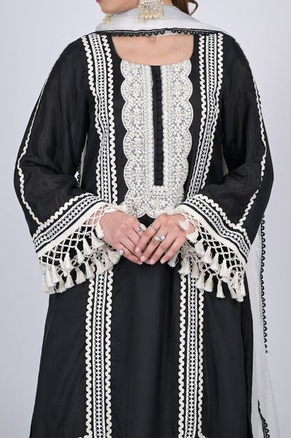 Black Cotton Silk Suit Set - A Timeless Classic  - #ISH-45-02