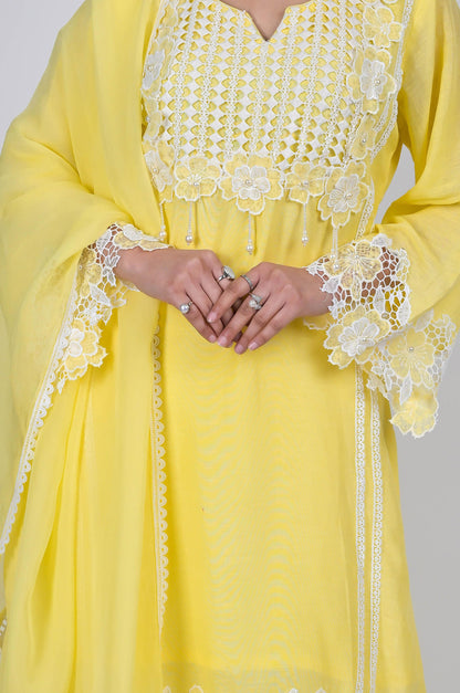 Stunning Pastel Yellow  Cotton Silk Suit Set - A Touch of Grace and Style - #ISH-53-01