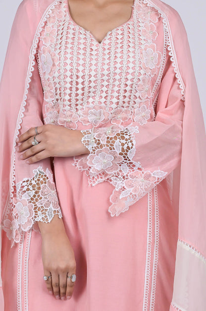 Stunning Blossom Pink Cotton Silk Suit Set - A Touch of Grace and Style - #ISH-53-02