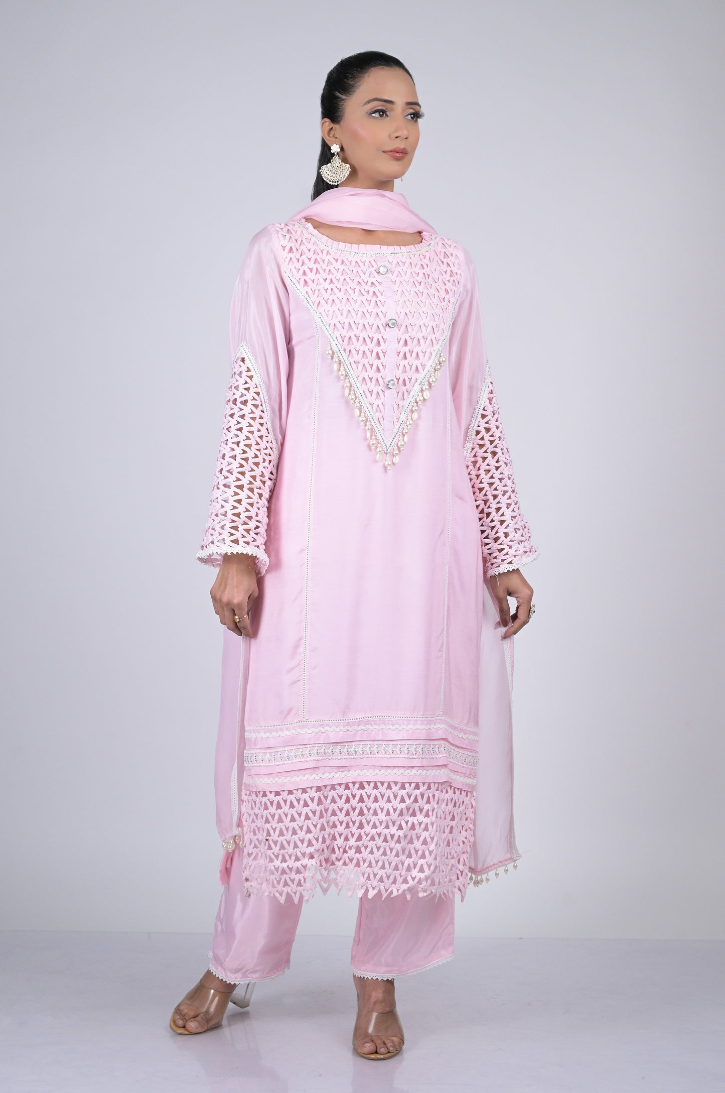 Oyster Pink Suit Set Cotton Silk : Modern Sophistication  - #ISH-46-03