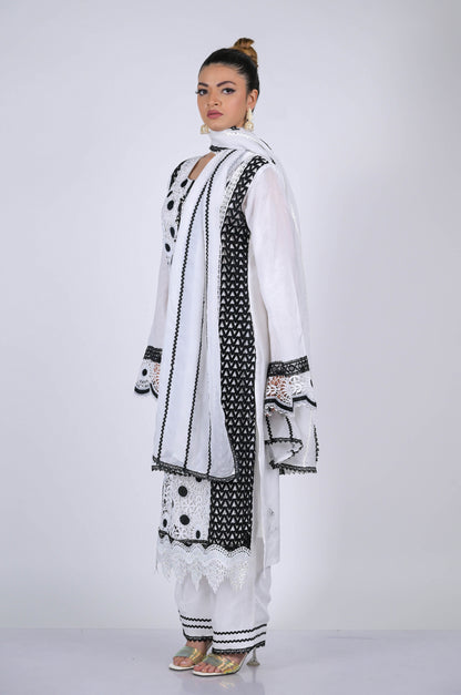 Traditional Frost White Suit Set - A Touch of Grace and Style - #ISH-55-01