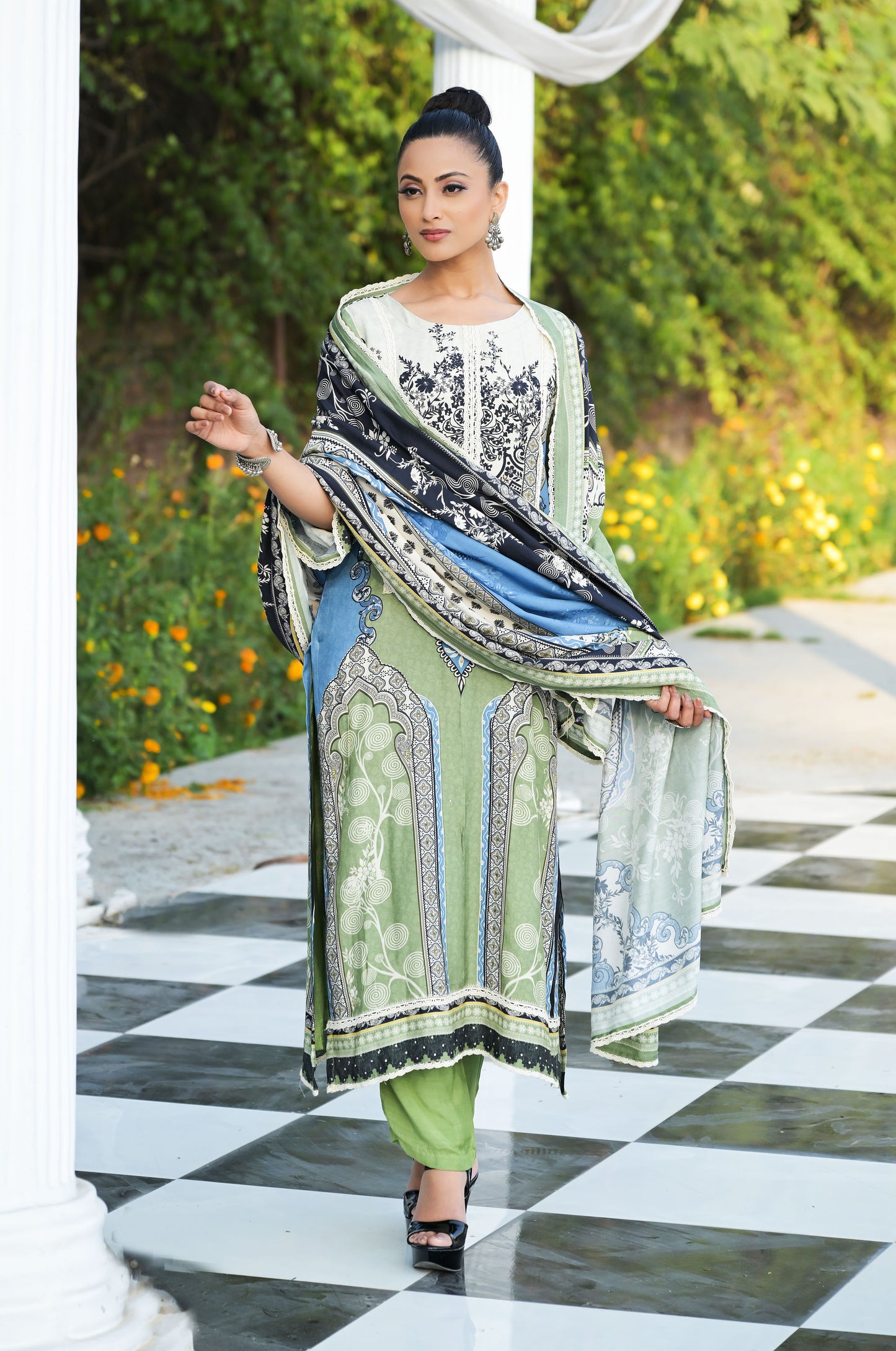 Multi Color Pakistani Suit Set, Cotton Muslin - Summer Collection #ISH1428