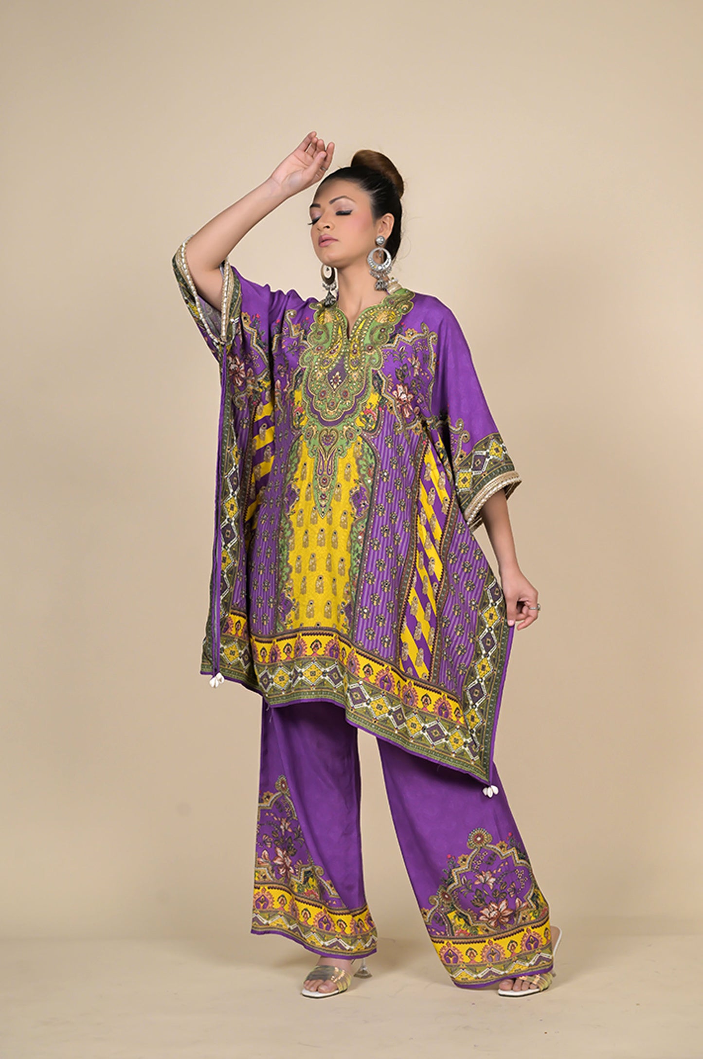 Paisley Print Turquoise Kaftan , Cotton Muslin - Summer Collection #ISH-26-02