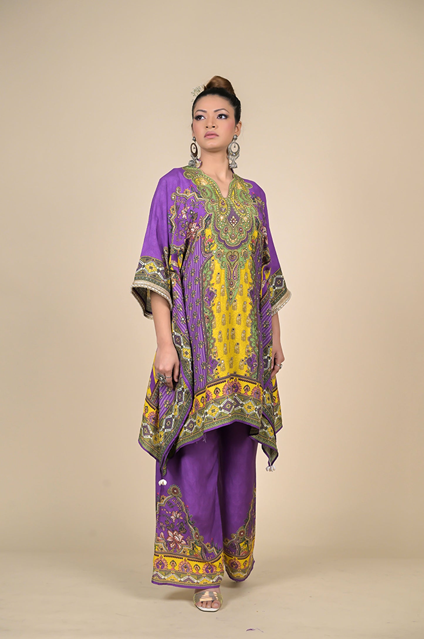 Paisley Print Turquoise Kaftan , Cotton Muslin - Summer Collection #ISH-26-02