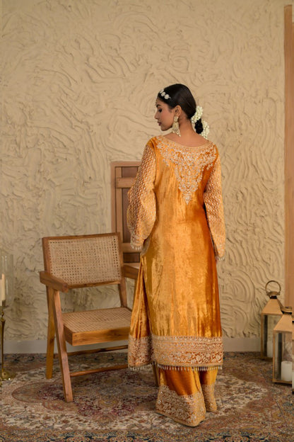 Sophisticated Sunshade Velvet Suit – Noor Wedding Edit