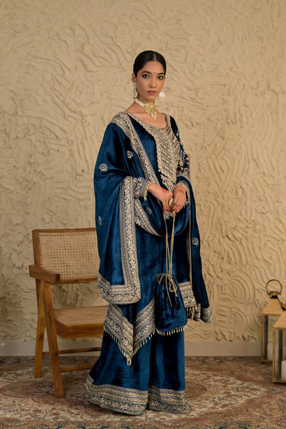 Timeless Midnight Blue Velvet Suit – Noor Wedding Edit