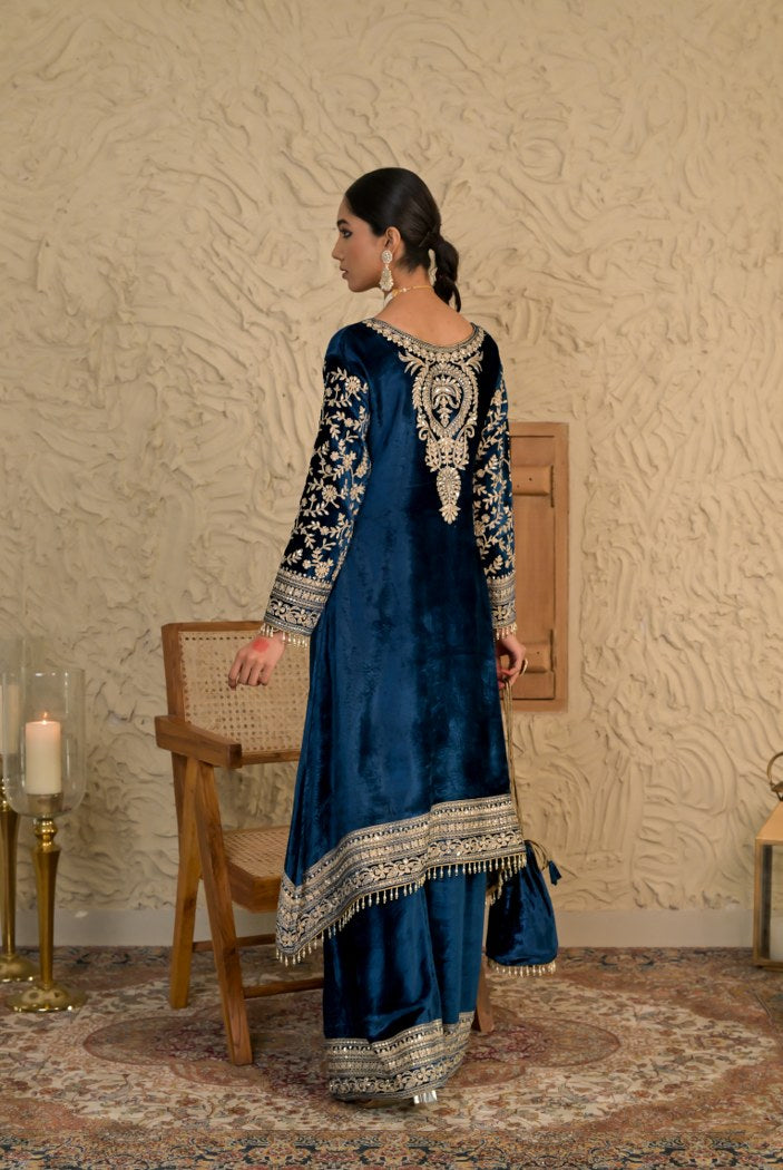 Timeless Midnight Blue Velvet Suit – Noor Wedding Edit