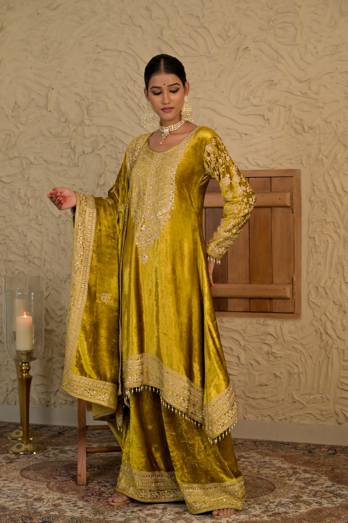 Timeless Yellow Velvet Suit – Noor Wedding Edit