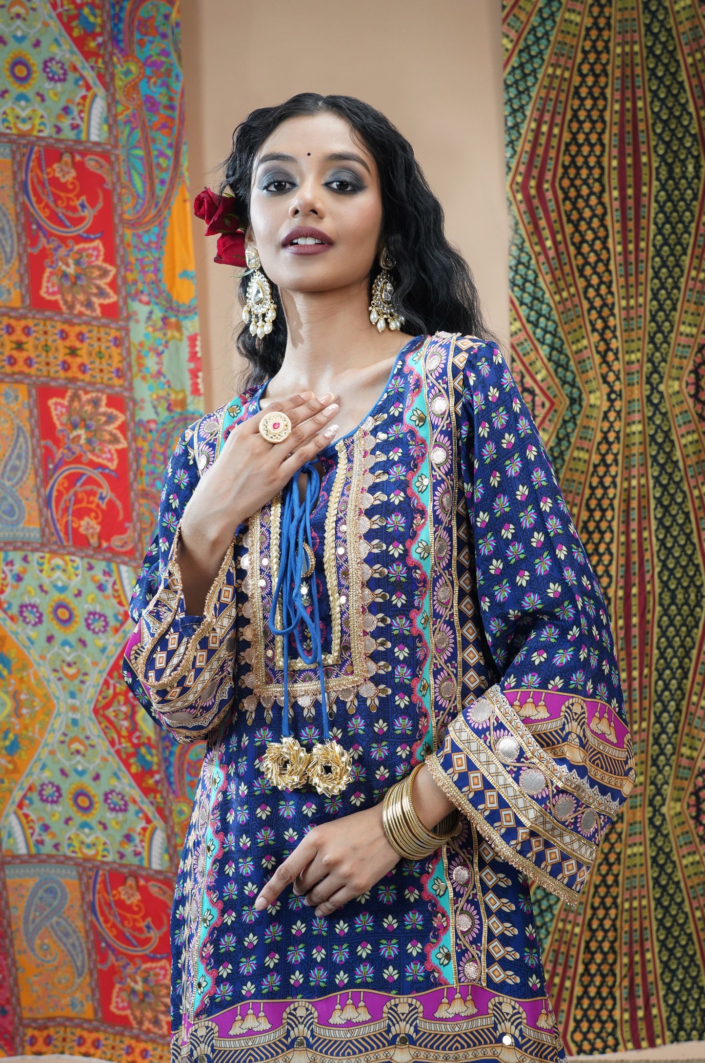 Peacock Blue Sharara Suit with Delicate Embroidery - Swara Collection