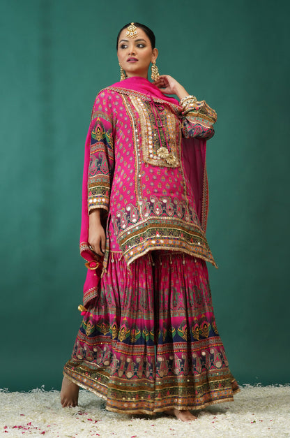 Stunning Baby Pink Festive Ensemble Sharara Suit Set : Sawara Collection