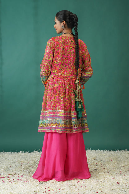 Floral Ensemble Baby Pink Short Anarkali : Sawara Collection