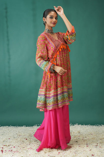 Floral Ensemble Baby Pink Short Anarkali : Sawara Collection