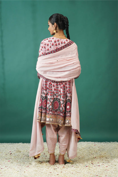 Baby Pink Short Anarkali With Dhoti Pant : Sawara Collection