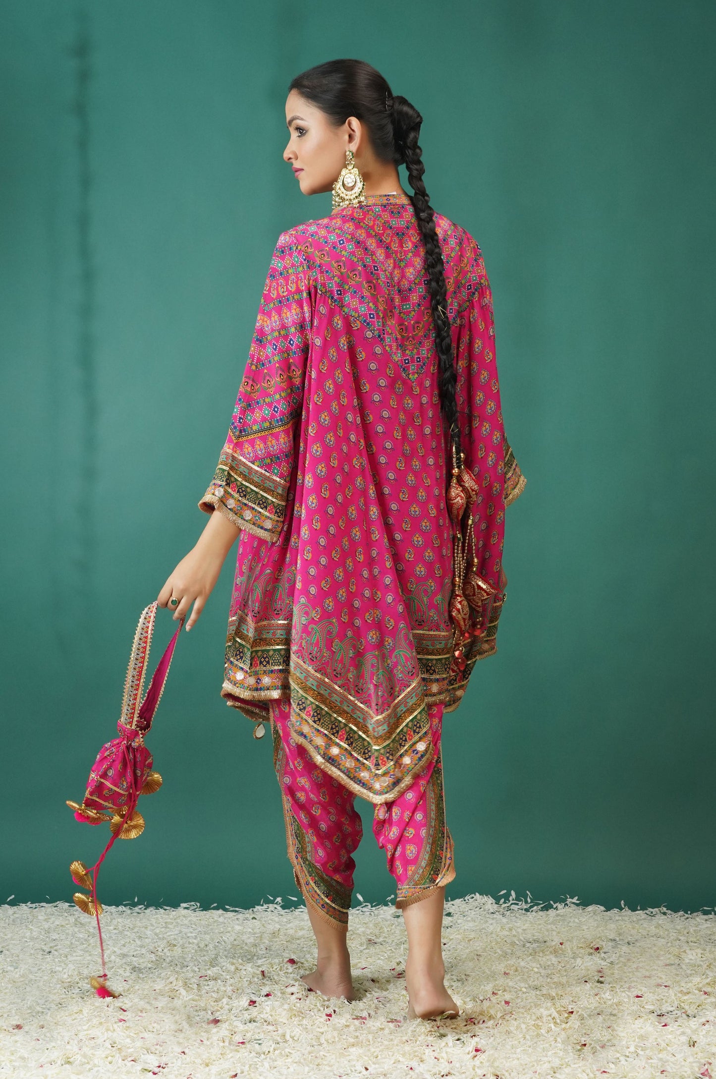 Stunning Baby Pink Short Anarkali with Tulip Pant : Sawara Collection