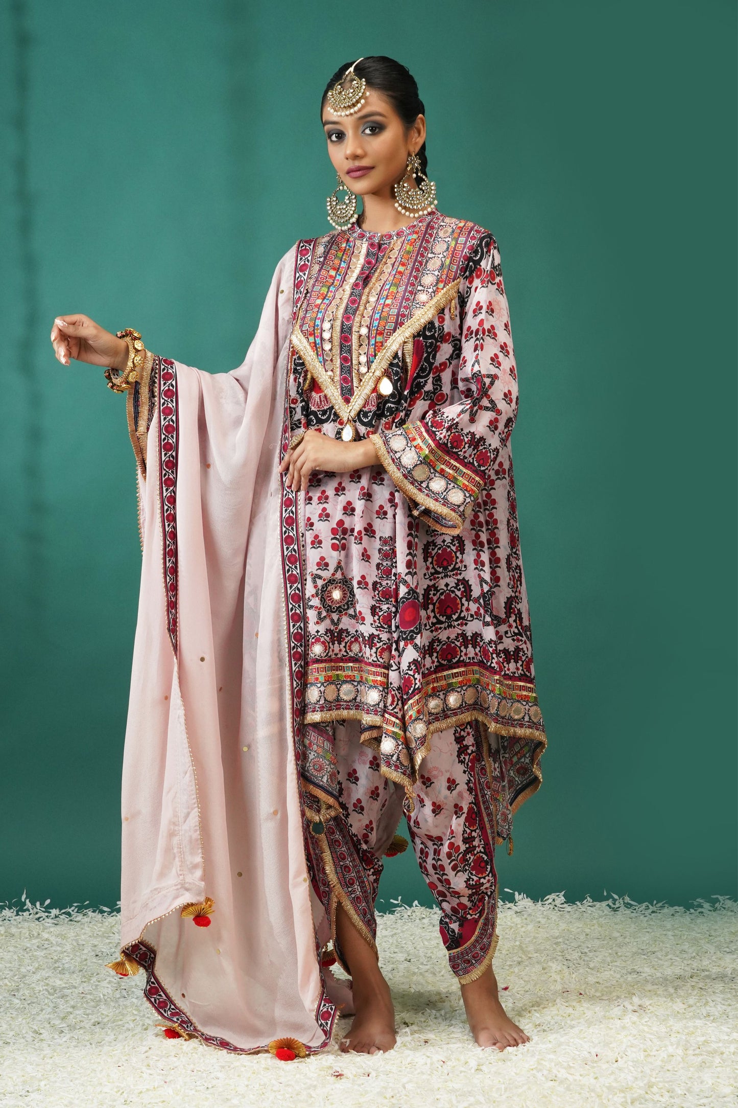 Baby Pink Regular Fit Suit with Tulip Pant : Sawara Collection