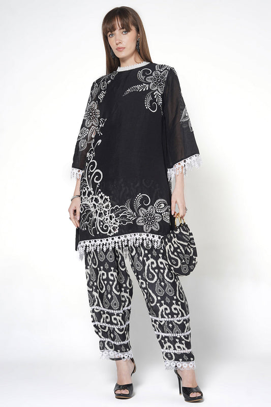 Daily Drama Black White Linen Designer Co-ord Set