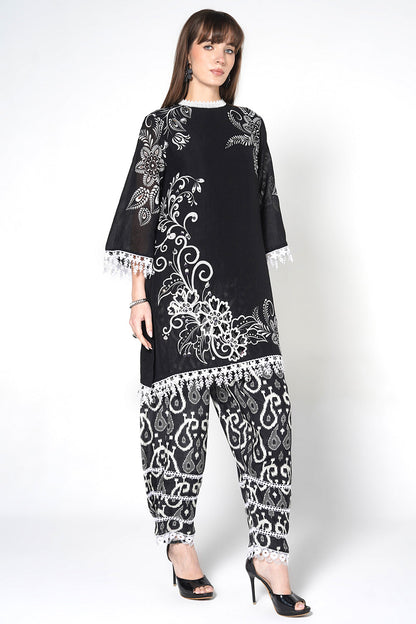 Daily Drama Black White Linen Designer Co-ord Set