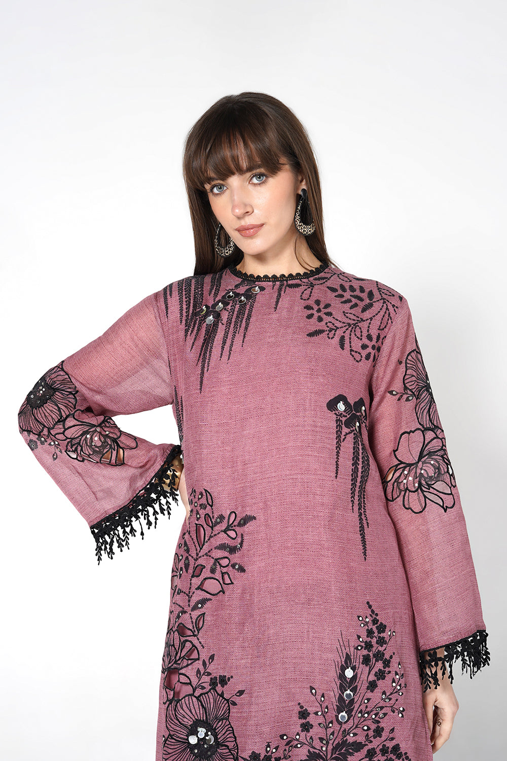 Daily Drama Mauve Linen Printed Designer Co-Ord Set