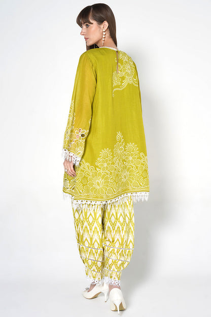 Daily Drama Mehndi White Linen Designer Co-Ord Set