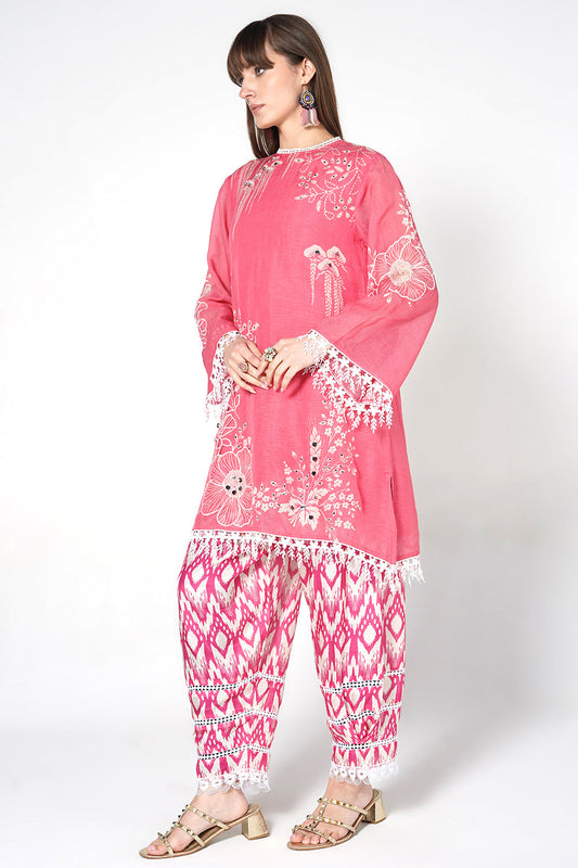 Daily Drama Rani Pink Linen Designer Co-Ord Set
