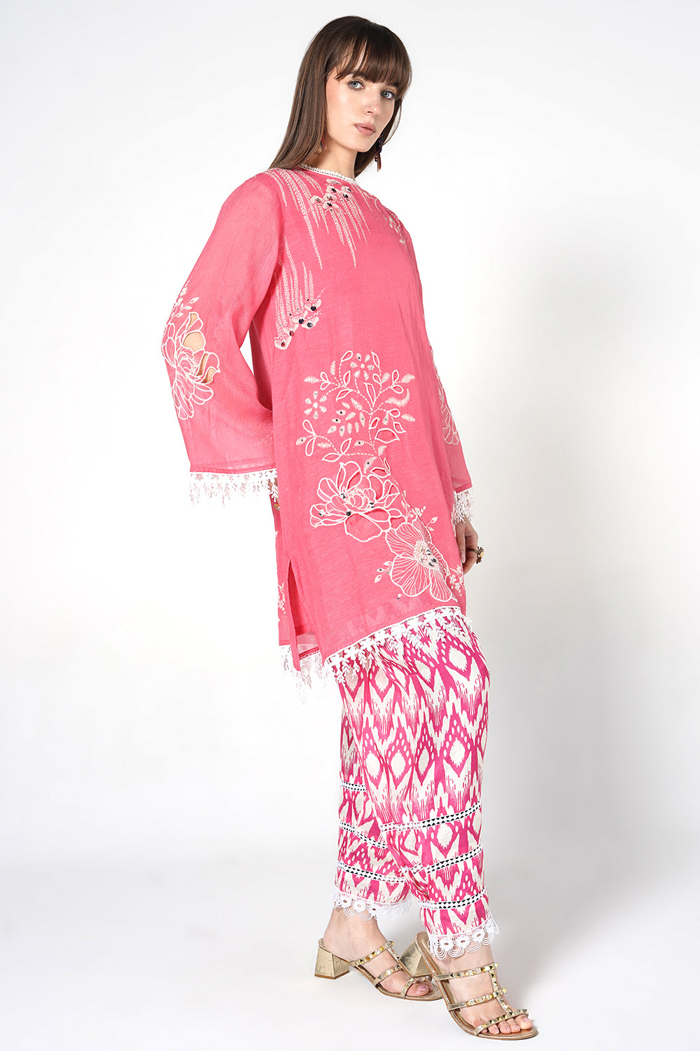 Daily Drama Rani Pink Linen Designer Co-Ord Set