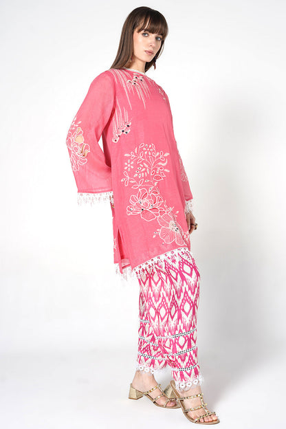 Daily Drama Rani Pink Linen Designer Co-Ord Set