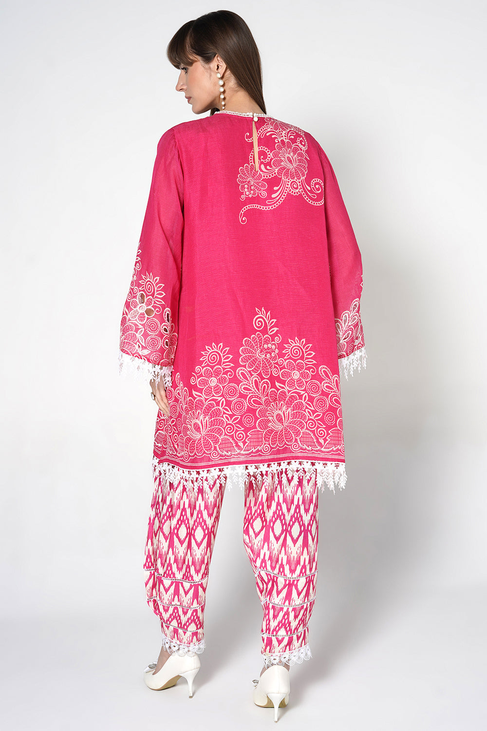 Daily Drama Rani Pink Linen Printed Co-Ord Set