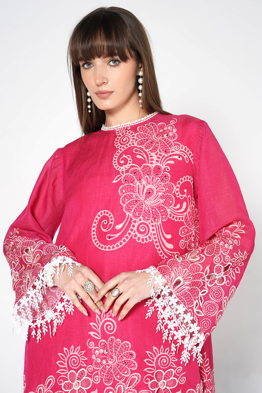 Daily Drama Rani Pink Linen Printed Co-Ord Set