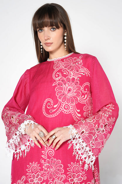 Daily Drama Rani Pink Linen Printed Co-Ord Set