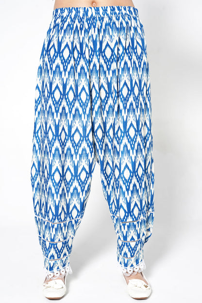 Daily Drama Royal Blue Linen Printed Co-Ord Set