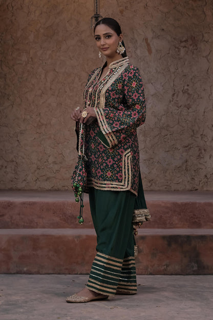 Kai Green Crepe Kurti Pant Set Designer Indian Ethnic Wear