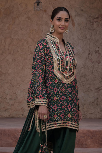 Kai Green Crepe Kurti Pant Set Designer Indian Ethnic Wear