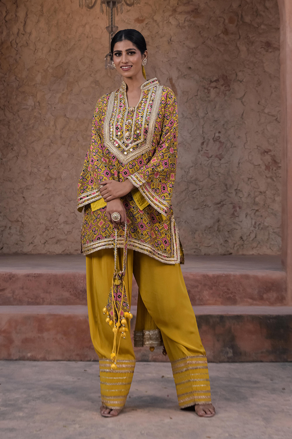 Mehandi Green Crepe Kurti Set Trendy Indian Festive Outfit