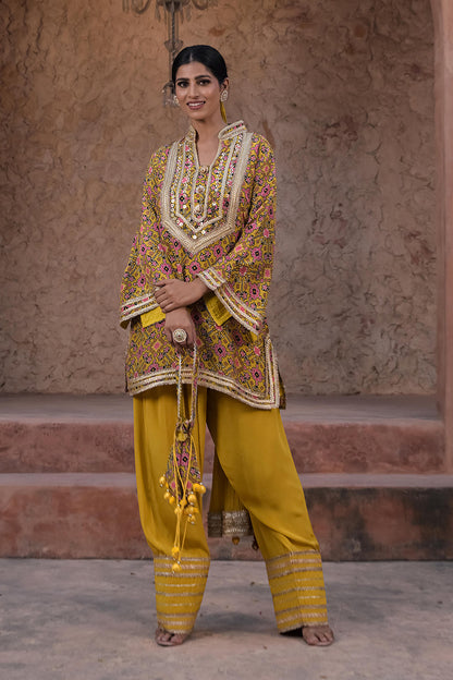 Mehandi Green Crepe Kurti Set Trendy Indian Festive Outfit