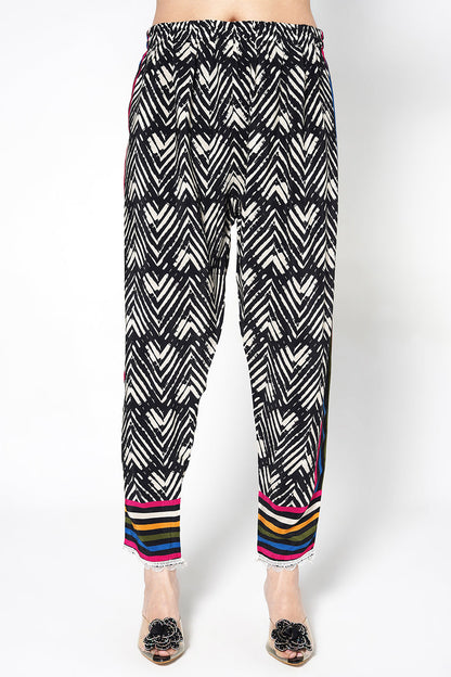 Mosaic Black Floral Printed Designer Kurta Contemporary crepe Co-ord Set