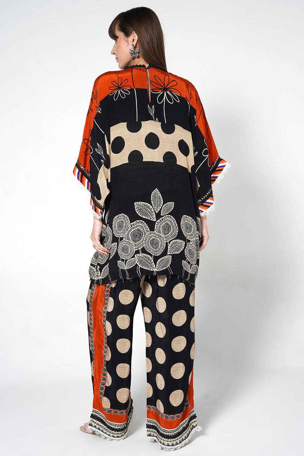 Mosaic Black Red Printed crepe Kurta Palazzo Festive Co-Ord