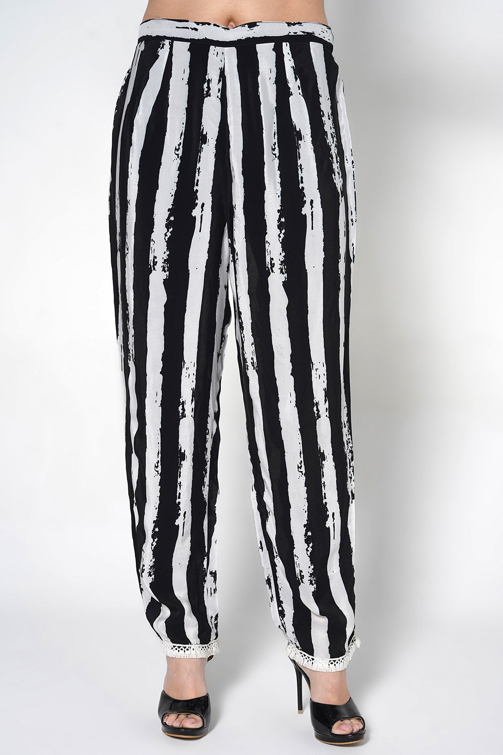 Mosaic Black White Floral Designer Kurta Statement crepe Co-ord Set