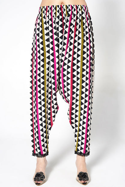 Mosaic Multicolor Striped Designer Kurta crepe Co-ord Statement Sleeves Set