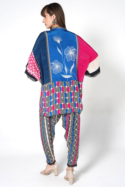 Mosaic Printed crepe Kaftan Kurta Co-Ord Set Statement Sleeves
